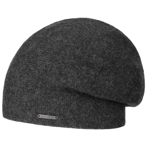 Stetson Shirley Kaschmir Strickmütze - Unifarbene Mütze aus Kaschmirwolle - Oversize-Baske für Damen und Herren - Luxuriöse Wintermütze - Herbst/Winter anthrazit One Size von Stetson