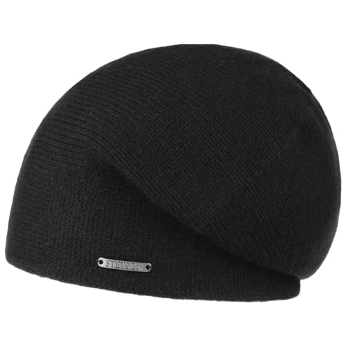 Stetson Shirley Kaschmir Strickmütze Oversize-Baske Unifarben Damen Herren Herbst Winter schwarz One Size von Stetson