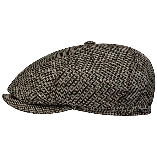 Stetson Silk Houndstooth Flatcap - Mehrfarbige Mütze im Hahnentrittmuster - Seidenmütze mit UV-Schutz - Made in The EU - Herren - Frühjahr/Sommer dunkelgrün L (58-59 cm) von Stetson