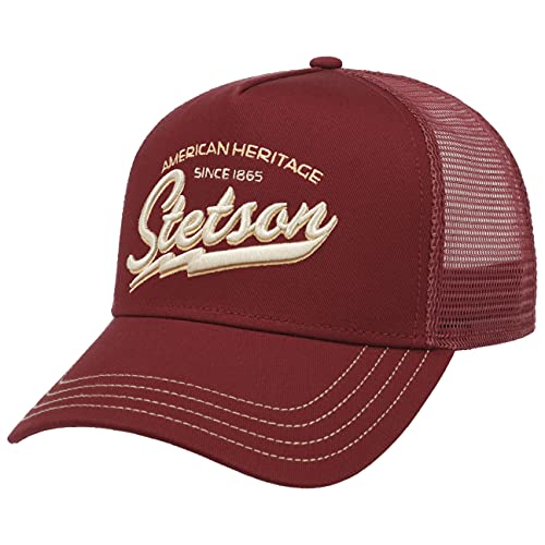 Stetson Since 1865 Trucker Cap One Size (ca. 56-60 cm) Herren - Schirm & Front aus 100% Baumwolle - Größenverstellbar - Meshcap mit Netzeinsatz - Schirmlänge 7 cm - Sommer/Winter rot One Size von Stetson