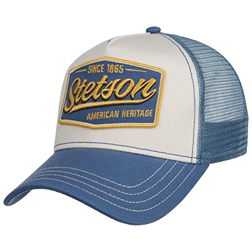 Stetson Since 1865 Vintage Trucker Cap Basecap Baseballcap Truckercap Meshcap Damen/Herren - Snapback, mit Schirm, Schirm Frühling-Sommer - One Size blau von Stetson
