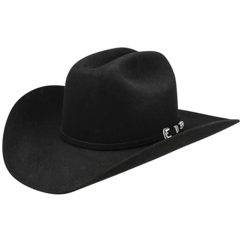 Stetson Skyline 6X Fur Felt Westernhut Cowboyhut Haarfilzhut Filzhut Damen/Herren - Made in USA mit Futter Frühling-Sommer Herbst-Winter Frühjahr Sommer Herbst Winter - 59 cm schwarz von Stetson