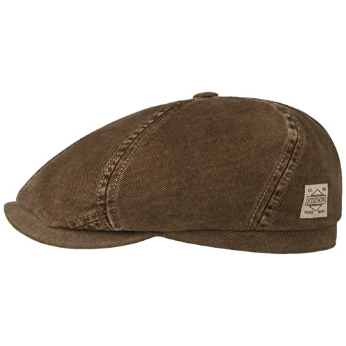 Stetson Soft Cotton 6 Panel Flatcap Schirmmütze Baumwollcap Herren - mit Schirm, Futter Herbst-Winter - L (58-59 cm) braun von Stetson