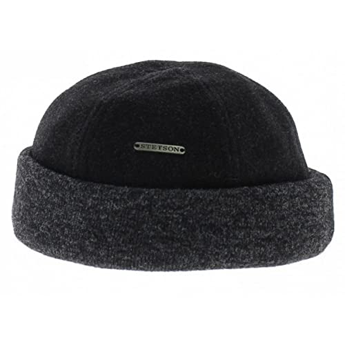 Stetson Sparr Umschlagmütze Dockermütze Mütze Wintermütze Wollmütze Fleecefutter (L (58-59 cm) - anthrazit) von Stetson