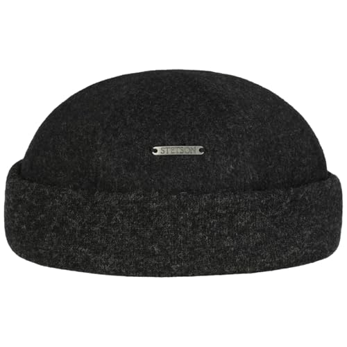 Stetson Sparr Umschlagmütze Dockermütze Mütze Wintermütze für Herren Fleecefutter Wollmütze mit Umschlag, Docker, Futter,, Anthrazit, M (56-57 cm) von Stetson