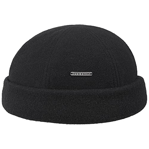 Stetson Sparr Umschlagmütze Dockermütze Mütze Wintermütze für Herren Fleecefutter Wollmütze mit Umschlag, Docker, Futter,, Schwarz, L (58-59 cm) von Stetson