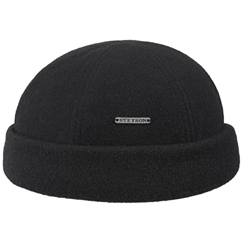 Stetson Sparr Umschlagmütze Dockermütze Mütze Wintermütze für Herren Fleecefutter Wollmütze mit Umschlag, Docker, Futter,, Schwarz, L (58-59 cm) von Stetson