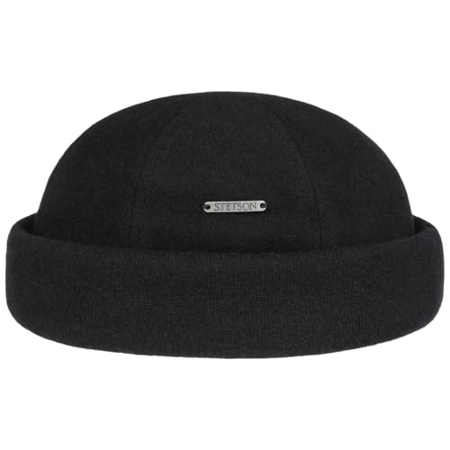 Stetson Sparr Umschlagmütze Dockermütze Mütze Wintermütze für Herren Fleecefutter Wollmütze mit Umschlag, Docker, Futter,, schwarz, M (56-57 cm) von Stetson