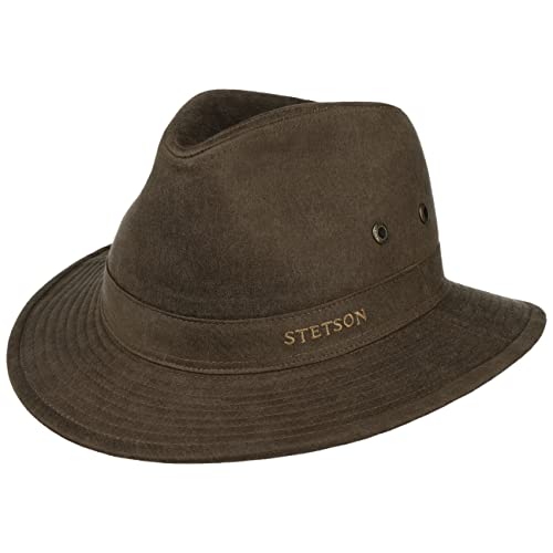 Stetson Stampton Traveller Hut mit UV-Schutz Baumwollhut Sonnenhut Sommerhut Stoffhut Herren - Frühling-Sommer - S (54-55 cm) braun von Stetson