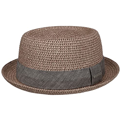 Stetson Strohhut Pork Pie Robstown Toyo - Sonnenhut Damen/Herren - Strandhut - Hut aus Toyo-Stroh mit Sonnenschutz 40 - Fedora Frühjahr/Sommer - Sonnenhut Altrosa L (58-59 cm) von Stetson