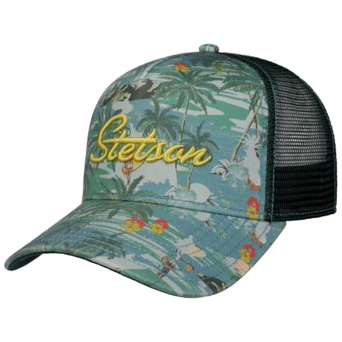 Stetson Surf Island Trucker Cap Herren Sommer 100% Baumwolle grün-blau One Size von Stetson