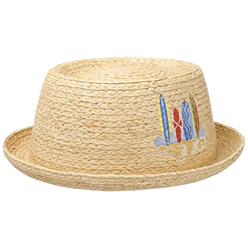 Stetson Surfboards Pork Pie Strohhut Sommerhut Sonnenhut Strandhut Raffiahut Raffiastrohhut Damen/Herren - Frühling-Sommer - M (56-57 cm) Natur von Stetson