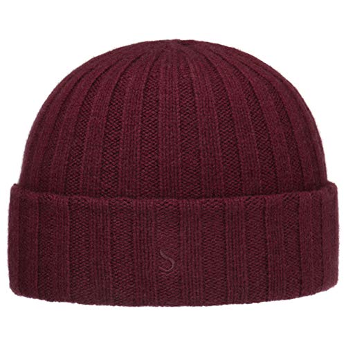 Stetson Surth Kaschmir Wintermütze - hochwertige Wollmütze Damen/Herren - Strickmütze aus 100% Kaschmirwolle - Einheitsgröße 55-60 cm - unifarbene Umschlagmütze Herbst/Winter Bordeaux One Size von Stetson