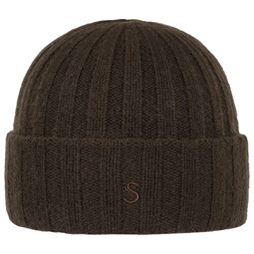 Stetson Surth Kaschmir Wintermütze - hochwertige Wollmütze Damen/Herren - Strickmütze aus 100% Kaschmirwolle - Einheitsgröße 55-60 cm - unifarbene Umschlagmütze Herbst/Winter Dunkelbraun One Size von Stetson