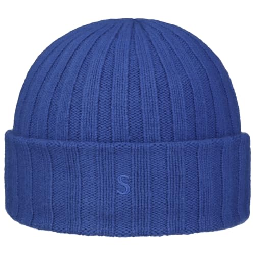 Stetson Surth Kaschmir Wintermütze - hochwertige Wollmütze Damen/Herren - Strickmütze aus 100% Kaschmirwolle - Einheitsgröße 55-60 cm - unifarbene Umschlagmütze Herbst/Winter Royalblau One Size von Stetson