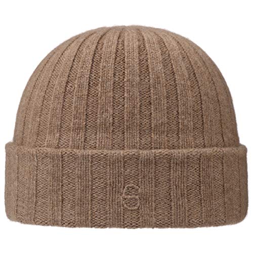 Stetson Surth Kaschmir Wintermütze - hochwertige Wollmütze Damen/Herren - Strickmütze aus 100% Kaschmirwolle - Einheitsgröße 55-60 cm - unifarbene Umschlagmütze Herbst/Winter Hellbraun One Size von Stetson