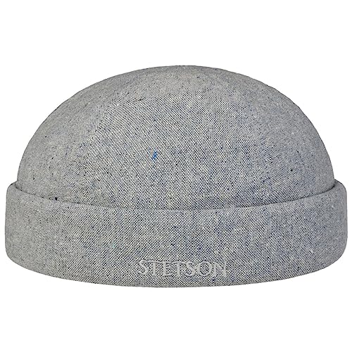 Stetson Sustainable Cotton Dockermütze Baumwollmütze Dockercap Skullcap Mikimütze Damen/Herren - Made in The EU mit Umschlag, Docker, Futter Frühling-Sommer Herbst-Winter - L (58-59 cm) blau von Stetson