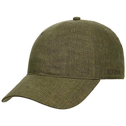 Stetson Sydell Leinen Baseballcap Damen/Herren - Basecap aus Leinen - Leinencap gefüttert - Sommercap größenverstellbar - Cap mit UV-Schutz 40 - Frühling/Sommer Oliv L (58-59 cm) von Stetson