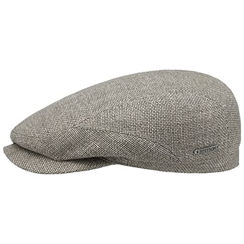 Stetson Taleco Wool Flatcap mit Leinen Schirmmütze Schiebermütze Wollcap Leinencap Damen/Herren - Made in The EU Schirm, Futter, Futter Frühling-Sommer Herbst-Winter - 58 cm grau-beige von Stetson