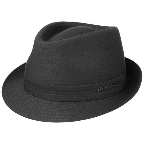 Stetson Teton Stofftrilby Damen/Herren - Trilby Made in Italy - Hut aus 100% Baumwolle - Sommerhut mit UV-Schutz 40+ - Sonnenhut Sommer/Winter schwarz 57 cm von Stetson