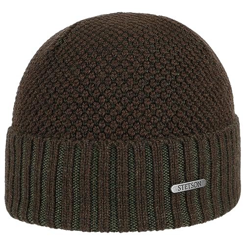 Stetson Tevida Merino Umschlagmütze - Warme Mütze - Wintermütze aus 100% Merinowolle - Made in Italy - Beanie Herren - Herbst/Winter Dunkelbraun One Size von Stetson