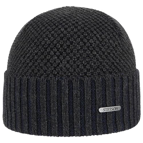 Stetson Tevida Merino Umschlagmütze - Warme Mütze - Wintermütze aus 100% Merinowolle - Made in Italy - Beanie Herren - Herbst/Winter anthrazit One Size von Stetson