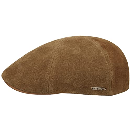 Stetson Texas Calf Split Flatcap Schirmmütze Schiebermütze Ledercap Herren - mit Schirm, Futter Frühling-Sommer Herbst-Winter - L (58-59 cm) Cognac von Stetson