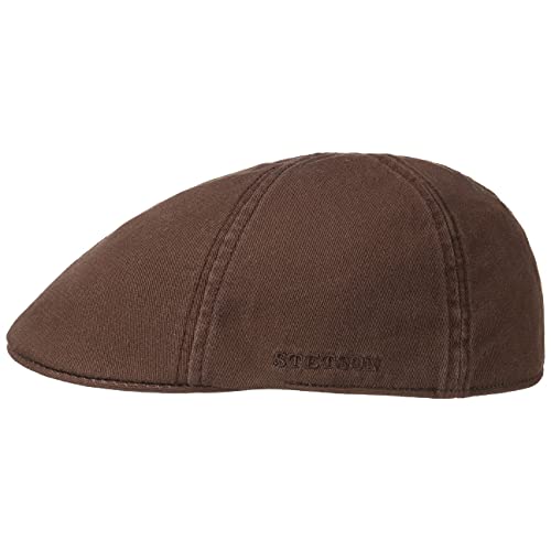 Stetson Texas Cotton Flatcap mit UV Schutz 40+ - Schirmmütze aus Baumwolle - Unifarbene Mütze Frühjahr/Sommer braun M (56-57 cm) von Stetson