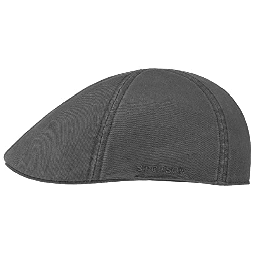 Stetson Texas Cotton Flatcap mit UV Schutz 40+ - Schirmmütze aus Baumwolle - Unifarbene Mütze Frühjahr/Sommer dunkelgrau XL (60-61 cm) von Stetson