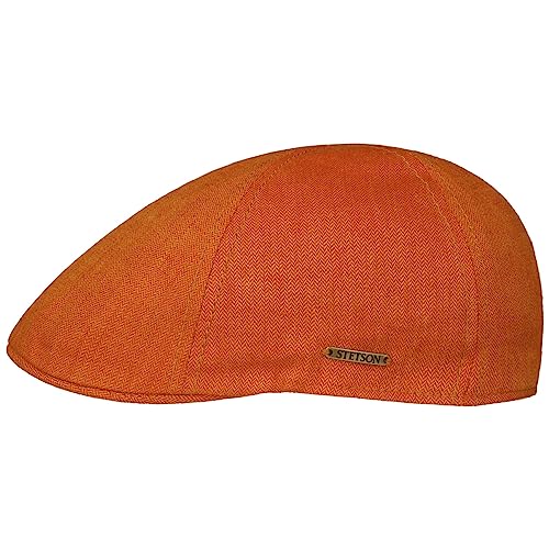 Stetson Texas Descott Leinen Flatcap Herren Made in EU Frühling Sommer orange 55 cm von Stetson