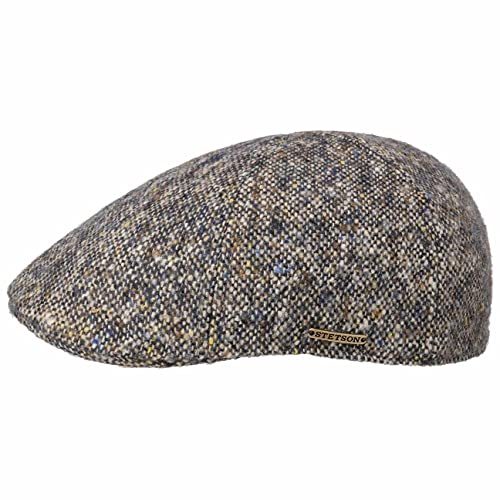 Stetson Texas Donegal Wool Flatcap Schirmmütze Schiebermütze Wollcap Herren - Made in The EU mit Schirm, Futter Herbst-Winter - S (54-55 cm) dunkelblau-meliert von Stetson