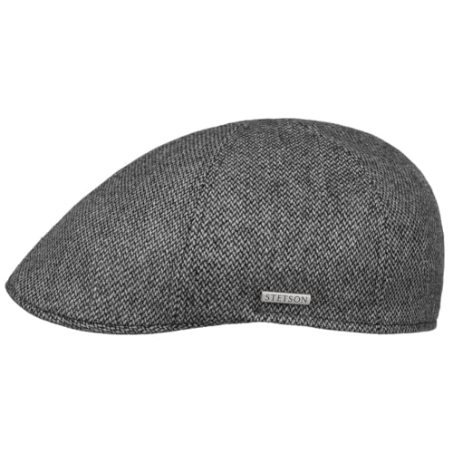 Stetson Texas Fine Herringbone Flatcap Schirmmütze Schiebermütze Herren - Made in the EU mit Schirm, Futter, Futter Herbst-Winter - M (56-57 cm) anthrazit-grau von Stetson