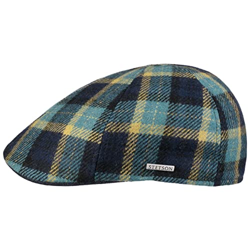 Stetson Texas Genola Wool Check Flatcap - Karierte mehrfarbige Mütze - Herbst/Winter - Made in The EU - Trendbewusst für Herren - Nachhaltig blau XXL (62-63 cm) von Stetson
