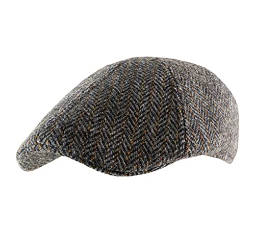 Stetson Texas Harris Tweed Flatcap - Mütze - Klassische Schirmmütze - Fischgratmuster - Handgefertigt - Herren - Herbst/Winter blau-grau 57 cm von Stetson