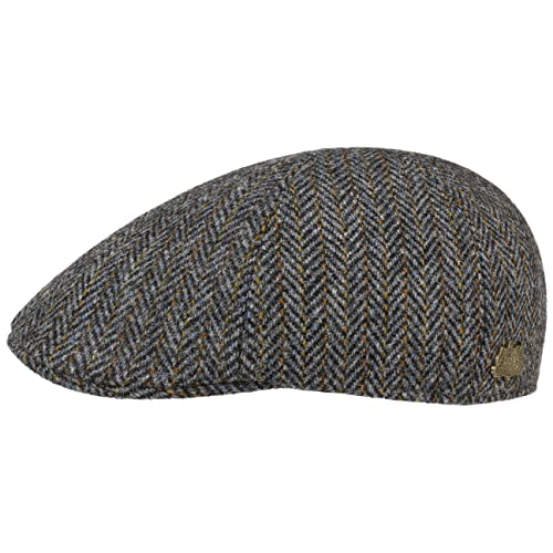 Stetson Texas Harris Tweed Flatcap - Mütze - Klassische Schirmmütze - Fischgratmuster - Handgefertigt - Herren - Herbst/Winter blau-grau 62 cm von Stetson
