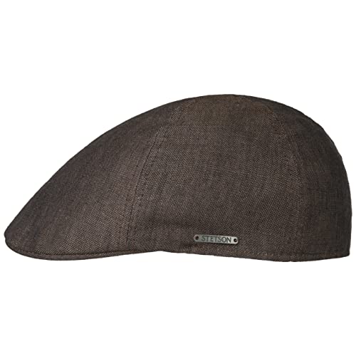 Stetson Texas Linen Flatcap Schirmmütze Leinencap Sommercap Schiebermütze Damen/Herren - Made in The EU mit Schirm, Futter Frühling-Sommer - M (56-57 cm) braun-meliert von Stetson