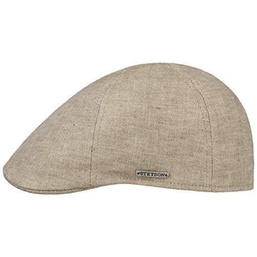 Stetson Texas Just Linen Flatcap Damen Herren Made in EU Leinen Baumwolle gefüttert Schirmmütze sechsgeteilt Metall-Emblem Frühling Sommer beige-meliert XL (60-61 cm) von Stetson