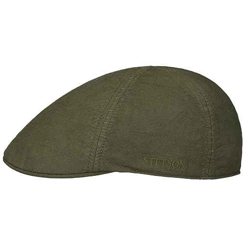 Stetson Texas Organic Cotton Flatcap Herren - Nachhaltige Schiebermütze mit Bio-Baumwolle - Flat Cap mit UV-Schutz (40+) - Herrencap Frühjahr/Sommer - Schirmmütze Oliv L (58-59 cm) von Stetson