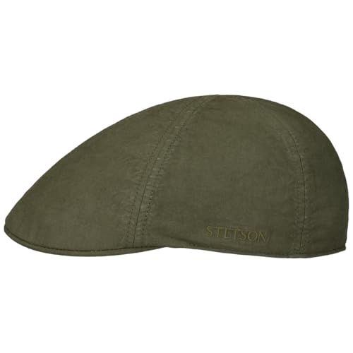 Stetson Texas Organic Cotton Flatcap Herren - Nachhaltige Schiebermütze mit Bio-Baumwolle - Flat Cap mit UV-Schutz (40+) - Herrencap Frühjahr/Sommer - Schirmmütze Oliv XL (60-61 cm) von Stetson