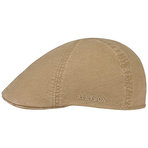 Stetson Texas Organic Cotton Flatcap Herren - Nachhaltige Schiebermütze mit Bio-Baumwolle - Flat Cap mit UV-Schutz (40+) - Herrencap Frühjahr/Sommer - Schirmmütze beige XL (60-61 cm) von Stetson