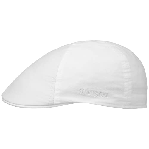Stetson Texas Organic Cotton Flatcap Herren - Nachhaltige Schiebermütze mit Bio-Baumwolle - Flat Cap mit UV-Schutz (40+) - Herrencap Frühjahr/Sommer - Schirmmütze weiß XL (60-61 cm) von Stetson