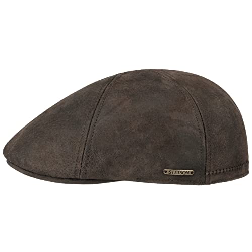 Stetson Texas Pig Skin Flatcap Wintercaps Gatsbycap (S (54-55 cm) - Dunkelbraun) von Stetson