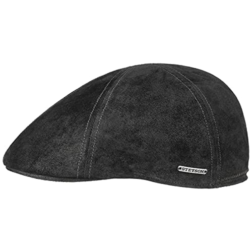 Stetson Texas Pig Skin Flatcap Wintercaps Ledermützen (S (54-55 cm) - schwarz) von Stetson