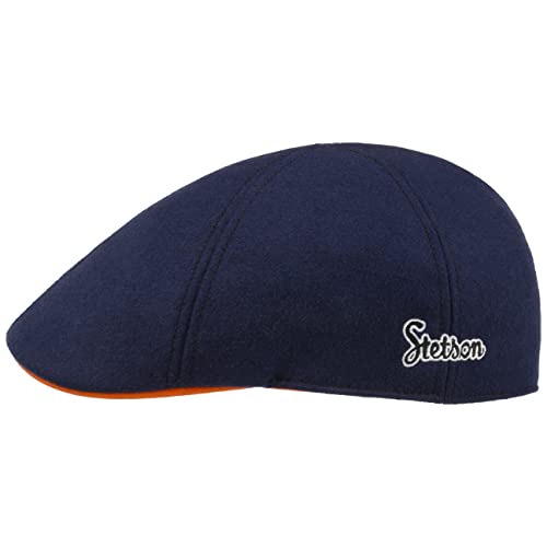 Stetson Texas Retro Script Flatcap Schirmmütz, Schiebermütze Herren - mit Schirm, Schirm Herbst-Winter - M (56-57 cm) dunkelblau von Stetson