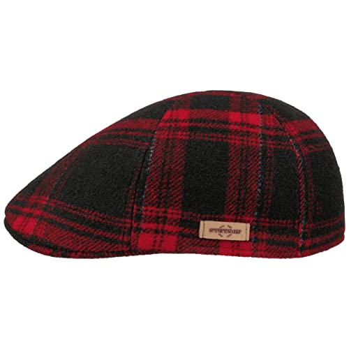 Stetson Texas Shadow Plaid Flatcap Schirmmütze Schiebermütze Wollcap Herren - Made in The EU mit Schirm Herbst-Winter - XXL (62-63 cm) rot von Stetson