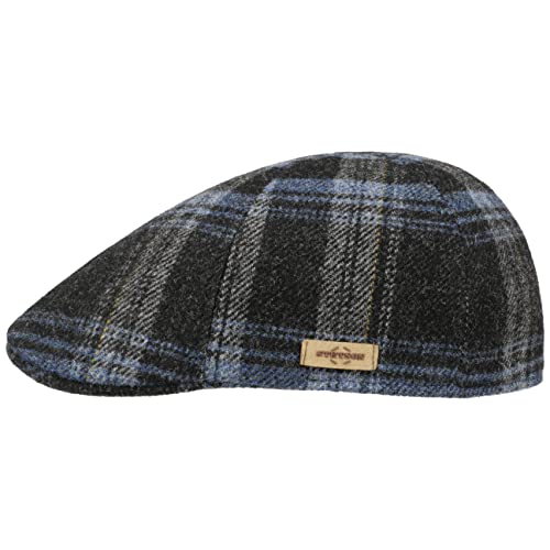 Stetson Texas Shadow Plaid Flatcap Schirmmütze Schiebermütze Wollcap Herren - Made in the EU mit Schirm Herbst-Winter - L (58-59 cm) blau von Stetson