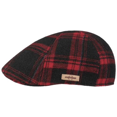 Stetson Texas Shadow Plaid Flatcap Schirmmütze Schiebermütze Wollcap Herren - Made in the EU mit Schirm Herbst-Winter - XL (60-61 cm) rot von Stetson