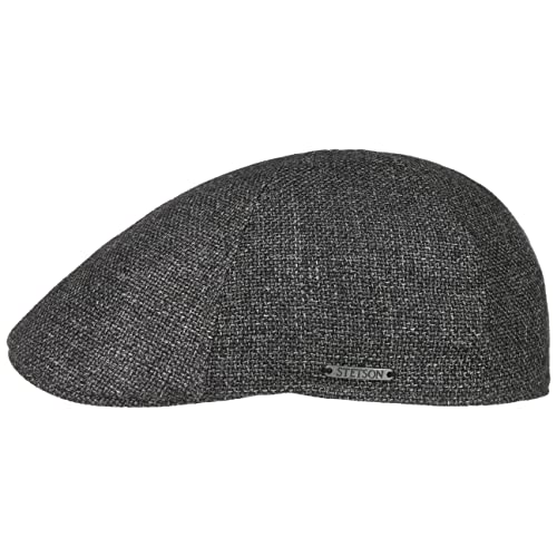 Stetson Texas Taleco Flatcap Schirmmütze Schiebermütze Wollcap Leinencap Herren - Made in The EU mit Schirm, Futter, Futter Frühling-Sommer - 57 cm anthrazit von Stetson