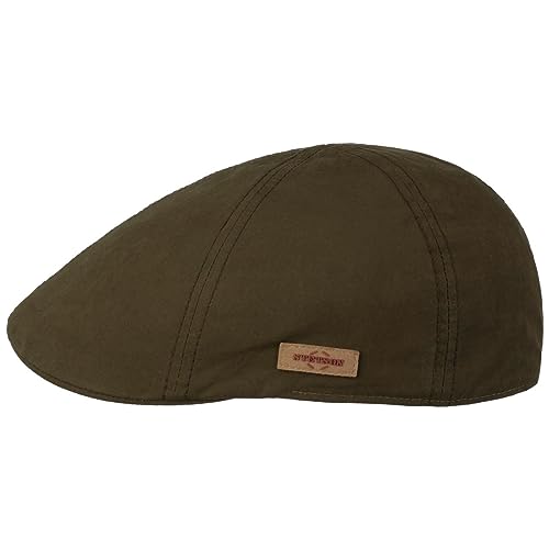 Stetson Texas Waxed Cotton WR Flatcap Schirmmütze Schiebermütze Herren - mit Schirm, Futter, Futter Herbst-Winter - L (58-59 cm) Oliv von Stetson