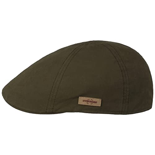 Stetson Texas Waxed Cotton WR Flatcap Schirmmütze Schiebermütze Herren - mit Schirm, Futter, Futter Herbst-Winter - XL (60-61 cm) Oliv von Stetson